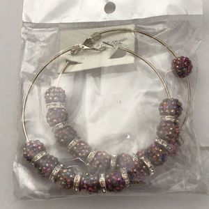 Chunky Crystal beaded Hoops